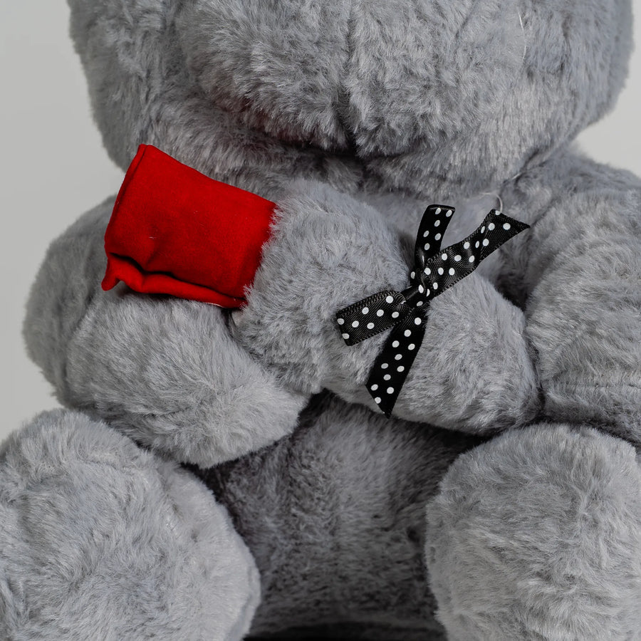 Grey Bear with Rose 30cm