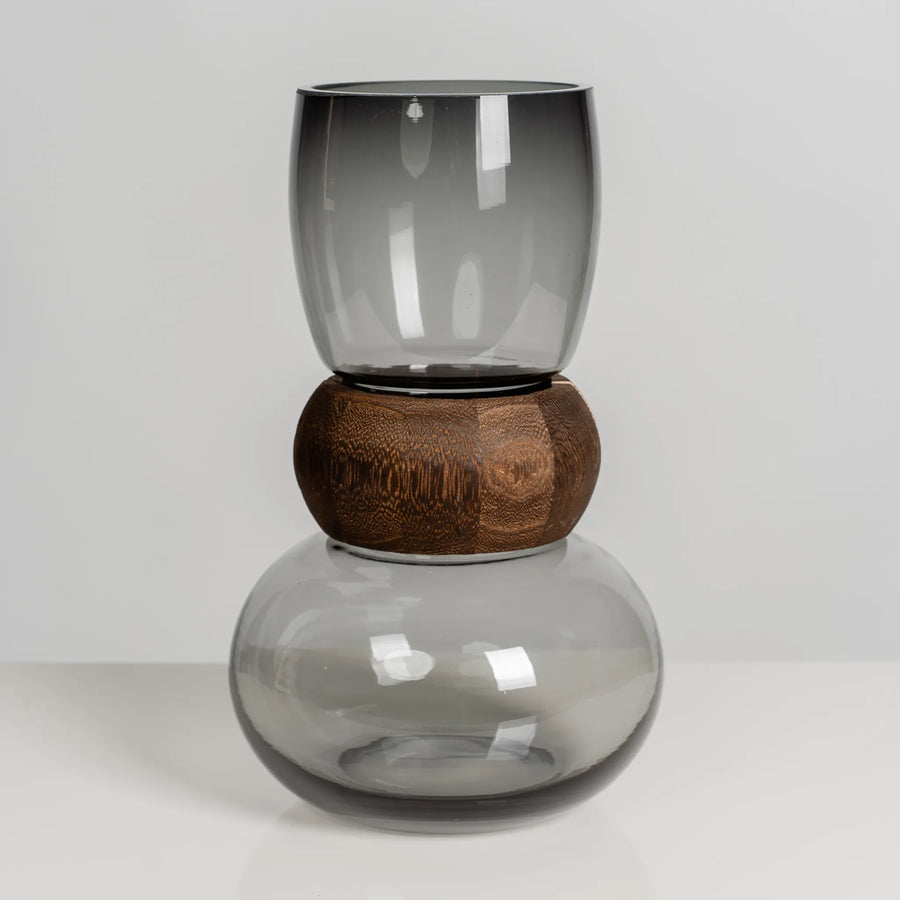 Wood-Ring Vase Grey