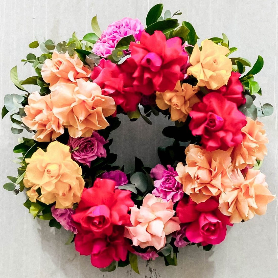 Luxe Funeral Wreath Brightly Coloured - ROSE &amp; CO
